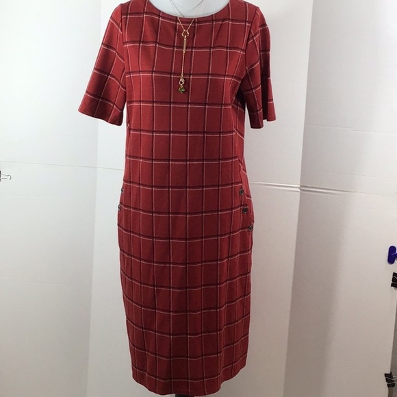 J. Jill Dresses & Skirts - J. Jill ponte knit red windowpane shift dress S tall